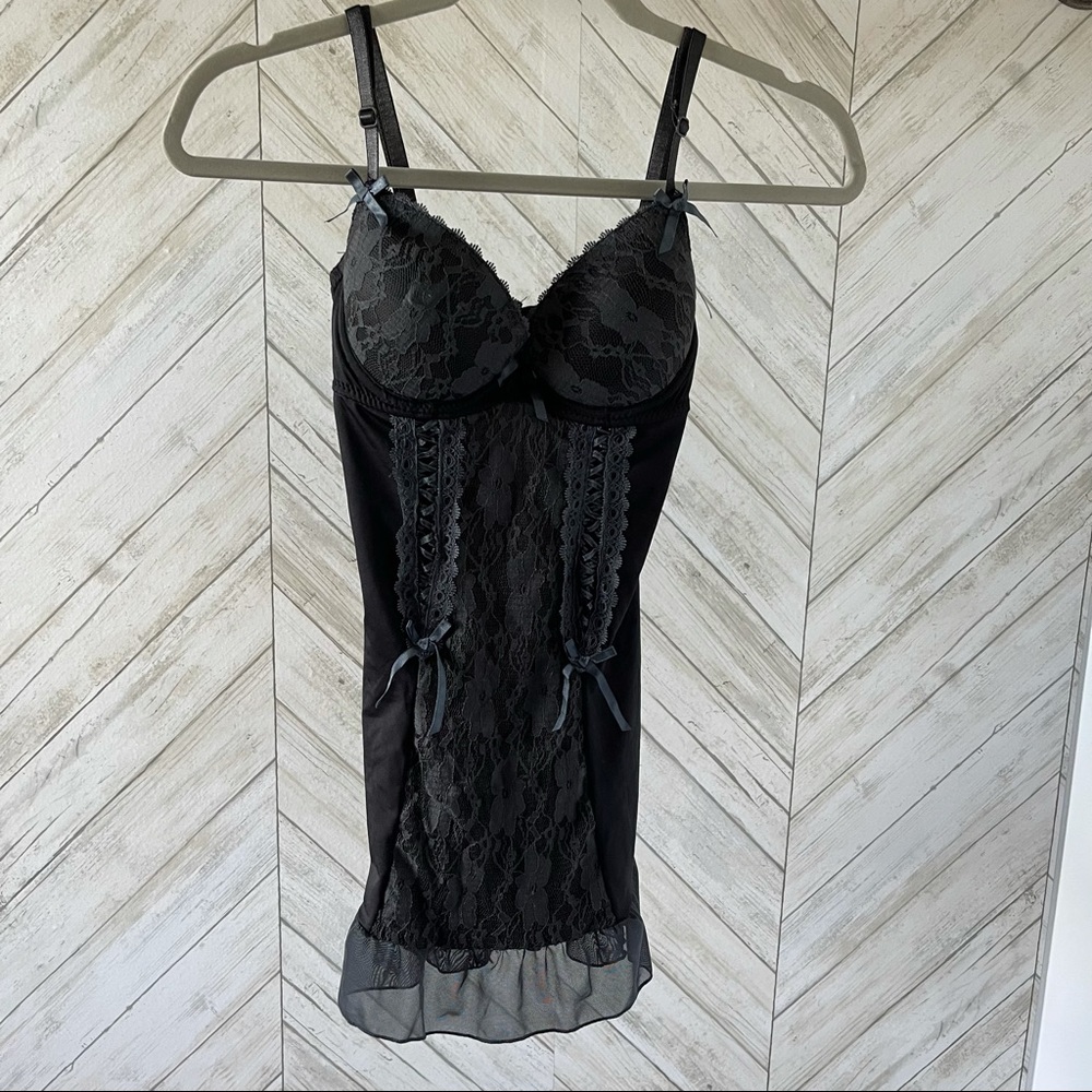 Rampage Intimates Gray/Black PushUp Lace Lingerie